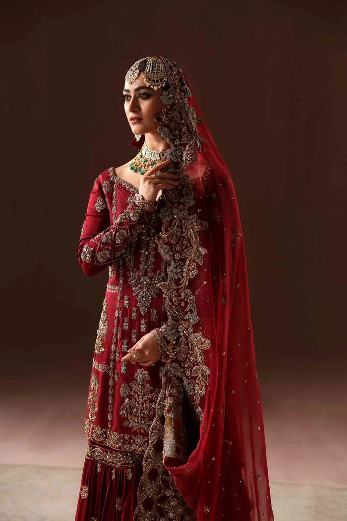 Classic Red Gharara Bridal - Image 6