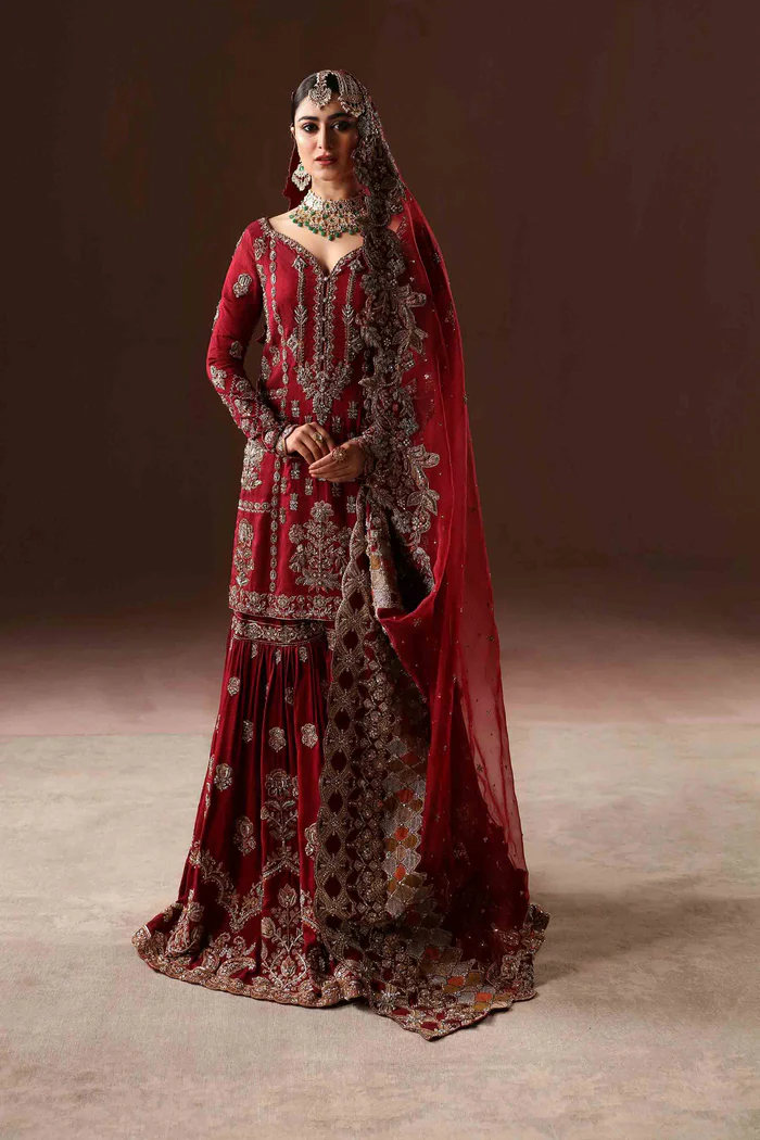 Classic Red Gharara Bridal - Image 4