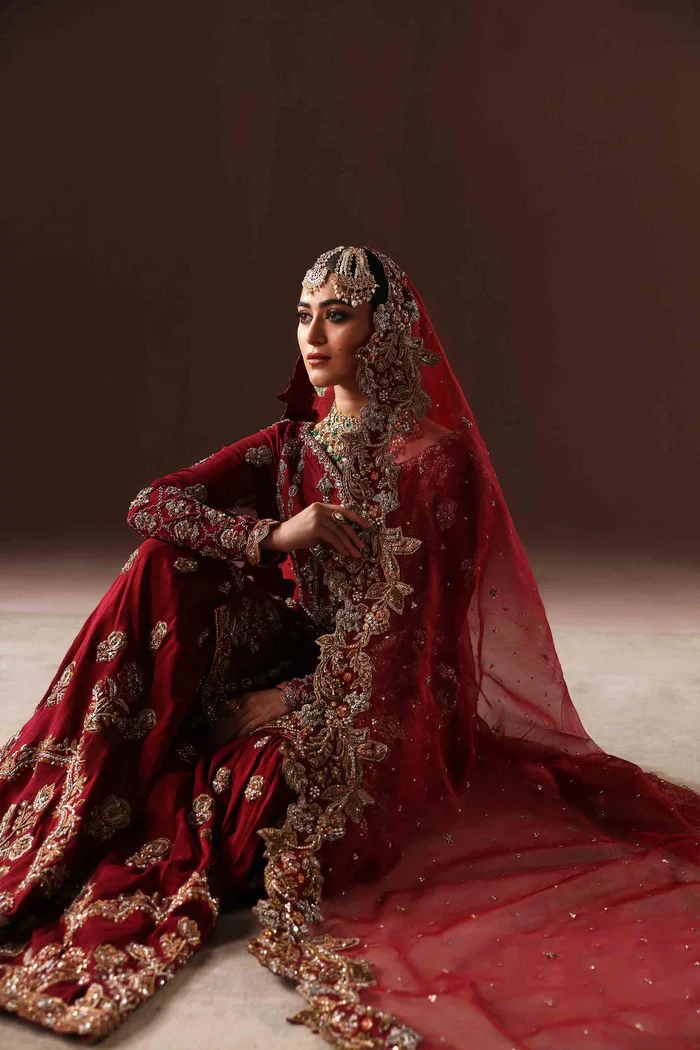 Classic Red Gharara Bridal - Image 3
